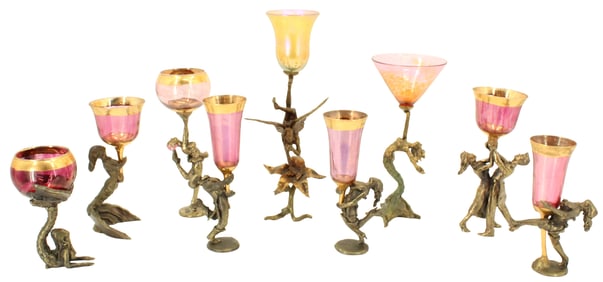 (9) Whimsical Colored Glass Glasses