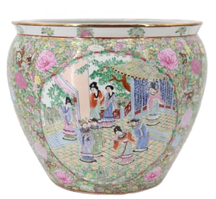 Qianlong Style Chinese Export Famille Rose Medallion Porcelain Fish Bowl
