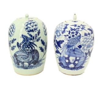 (2) Chinese Blue and White Porcelain Ginger Jars