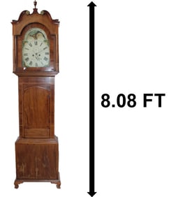 19th Century English Inlaid Sun and Moon Dial Painted Face Grandfathers Paul Price of Chester
