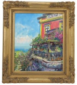 Duane Alt (Born 1935) American Impressionist Oil on Canvas Painting "..Sun in Sorrento"