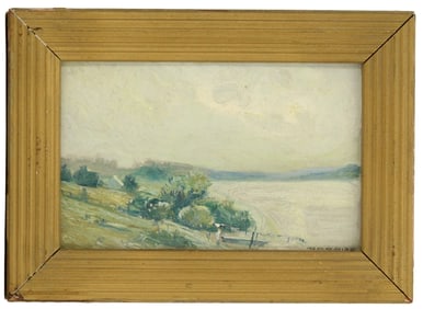 Arthur-Dominique Rozaire (1879-1922) Canada/California, "Lakeside" Oil on Board Painting