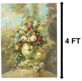 Signed Sinclaire Large Oil on Canvas Floral Still LIfe