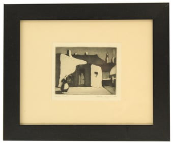 Gene Kloss (1903-1996) "Adobe Dusk" 1925 Etching