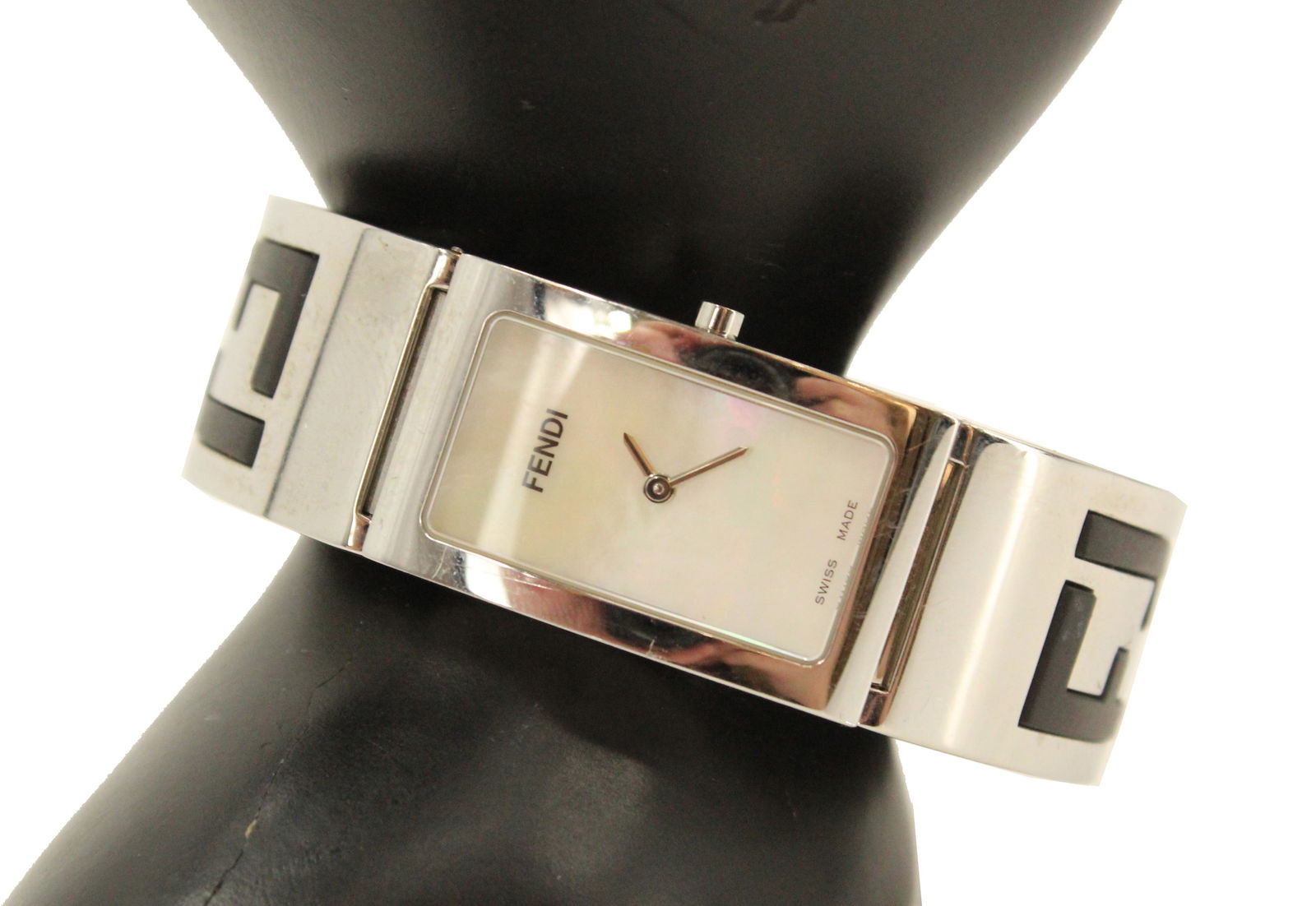 Iconic Fendi 3250L Mother of Pearl and Stainless Steel Bangle Wristwatch, AS IS (1 of 12)