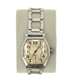 Vintage Illinois Octagon Steel Wristwatch with Metal Strap, AS IS