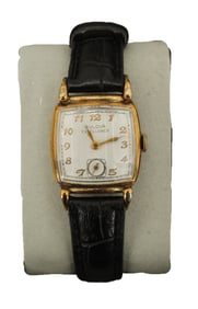 Bulova Excellency 10K Gold Filled Wristwatch with Leather Band, AS IS