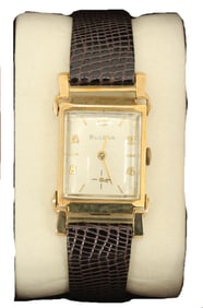 Bulova 10K Gold Filled Wristwatch with Lizard Calf Band, AS IS