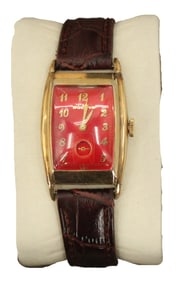 Bulova 10K Rolled Gold Plate and Stainless Wristwatch with Leather Strap, AS IS
