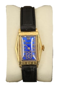 Gruen 14K Gold Filled 15 Jewels Wristwatch with Leather Band, AS IS