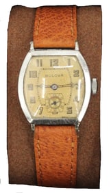 Bulova 14K Rolled Gold Plate Wristwatch with Genuine Pigskin Band, AS IS