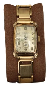 Bulova Gold Tone 17 Jewels Steel Wristwatch with Stretch Stainless Band