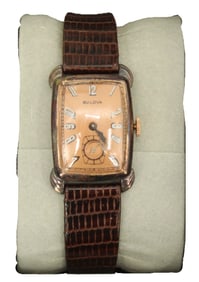 Bulova 1949 Senator Stainless Steel Wristwatch with Lizard Skin Band, AS IS