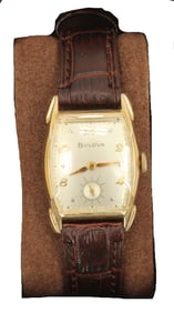 Bulova Gold Rolled Plate and Stainless Steel Wristwatch with Leather Band, AS IS