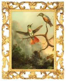 After Martin Johnson Heade "Hummingbirds" Oil on Canvas