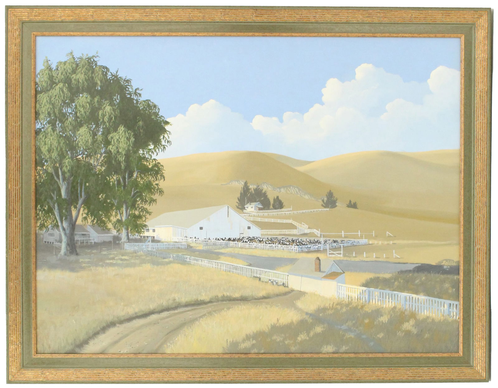 Frances Seitas (1928-2009) American "Dairy Farm" Oil Painting (1 of 9)