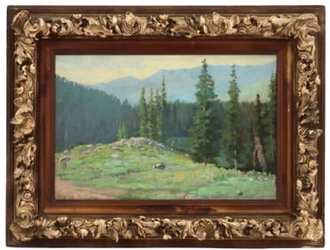 Early 20th Century American Impressionist Oil on Board Western Landscape Painting