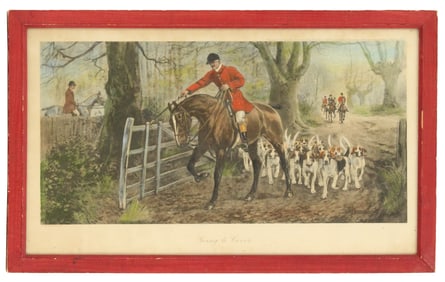 Nora Drummond (1862–1949) Canadian/British, Reproduction Hunting Print, "Going to Cover"