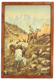 Mala (20th Century) American, Oil on Canvas Western Landscape with Cowboy