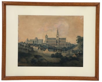 Andrew Donaldson (1790-1846) Original Early 19th Century Watercolor of Glasgow Cathedral