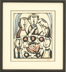 Sadao Watanabe (1913-1996) Japanese, "The Last Supper" Woodblock Print