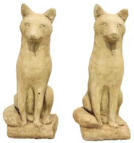 Early 20th Century Pair of Life Size Terracotta Fox Figures