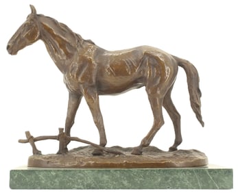 After Paul Edouard de la Brierre (1829-1912) French, Bronze Horse on Marble Base