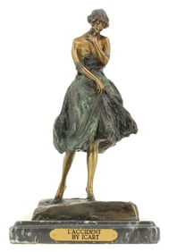 After Louis Icart (1888–1950) French, Bronze Sculpture, "L'Accident".
