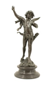 27 Inch After Auguste Moreau (1834-1917) French, Bronze Sculpture of Cupid