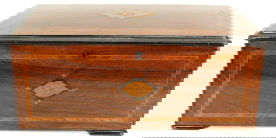 Antique Swiss Inlaid Cylinder Music Case - Missing Mechanics, Decorative ONLY