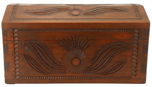 Vintage Carved Wooden Chest
