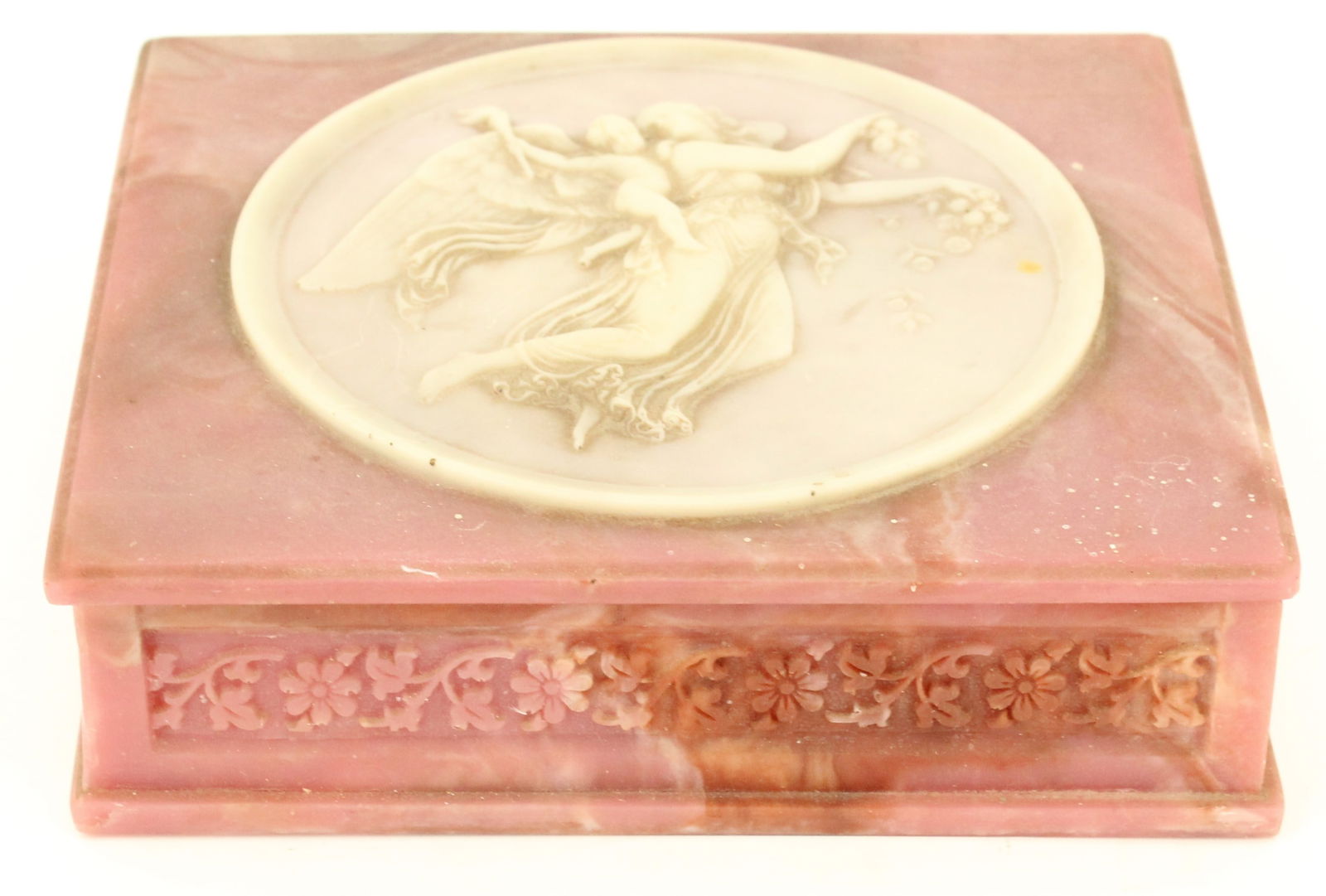 Vintage Jewelry Box Incolay Stone with Angel and Cherub (1 of 18)