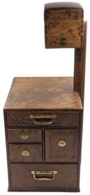 Japanese Oak 5 Drawer Haribako Sewing Box Chest