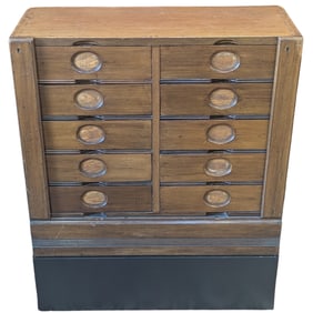 Ten Drawer Patented Amberg Filing Cabinet and Index System with Black Base