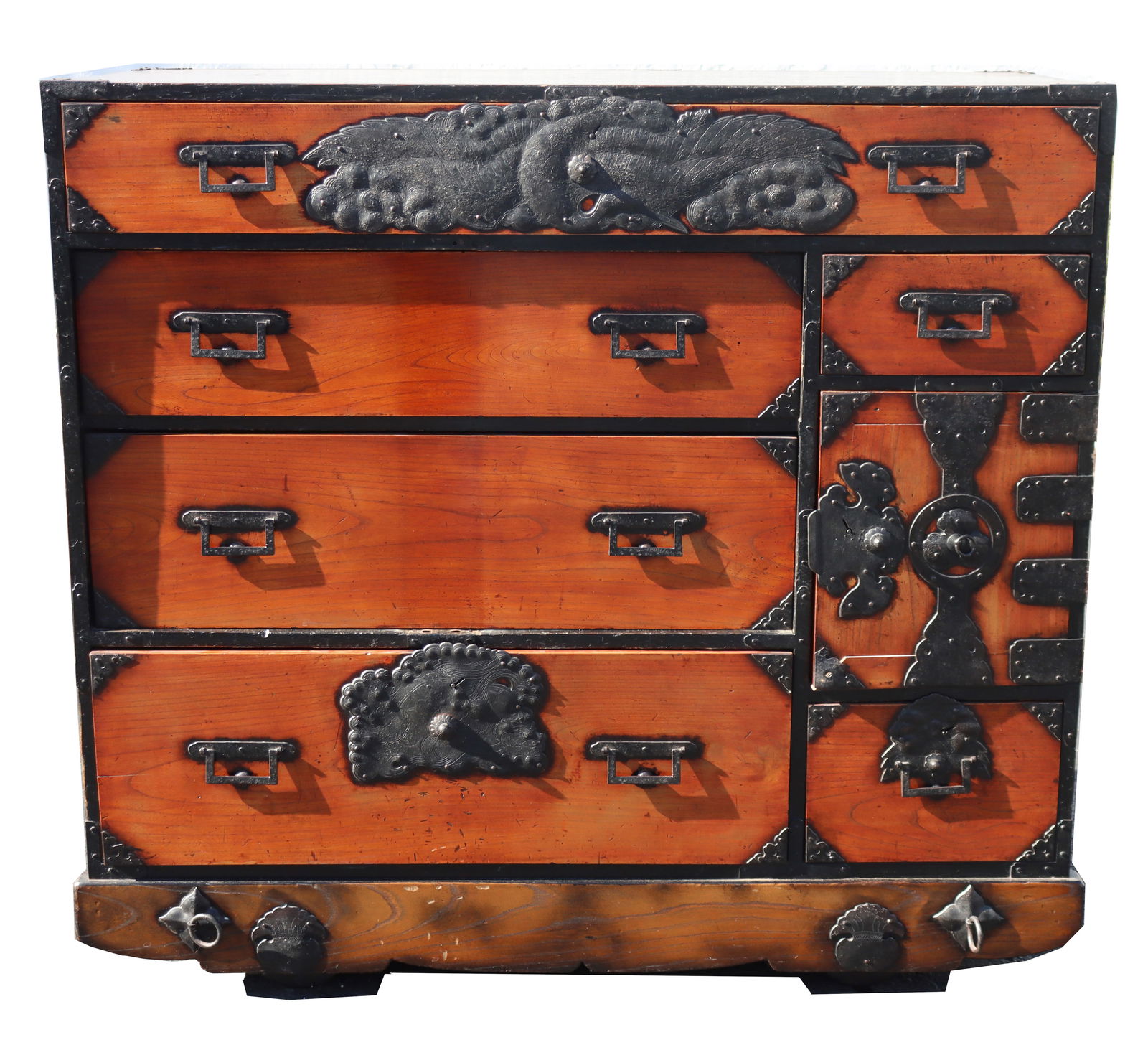 Antique Japanese Kuruma-Dansu (Wheeled Chest) with Locking Bar (1 of 20)
