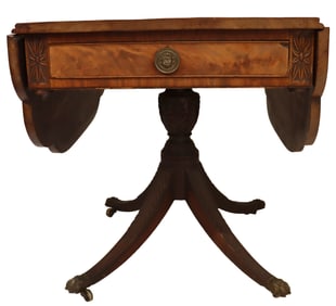 Federal Period Mahogany Drop Leaf Carved Table