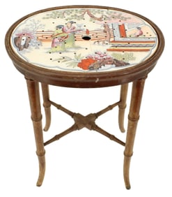 Porcelain Steamer Plate Made into a Bamboo Style Table