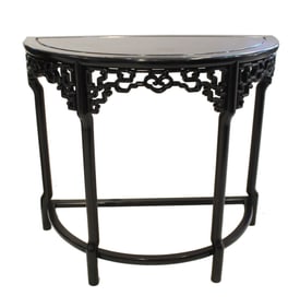 Wooden Chinoiserie Demi-Lune Side Table