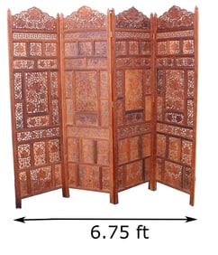 Carved Wood Room Divider Screen