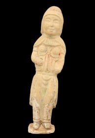 Ancient Chinese Tang Dynasty Painted Pottery Warrior