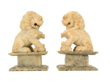 (2) Pair of Marble Foo Dog Bookends