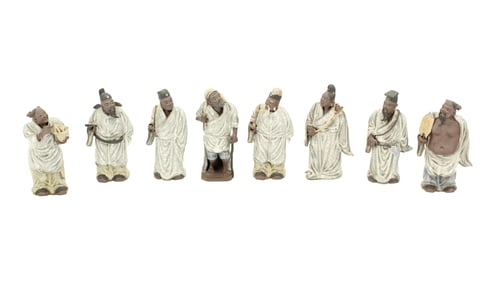 Group (8) Chinese Mud Men Clay Figures