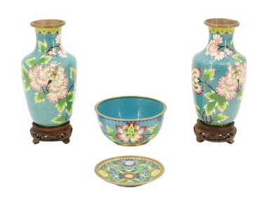 (4) Vintage Chinese Cloisonne Items