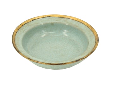 Chinese Celadon Plate With Gold Rim