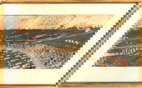 Utagawa Sadahide (1807-1879) Japanese, Framed Woodblock Triptych