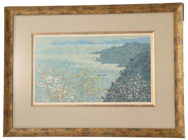 Yukio Katsuda (Born 1941) Japanese, Silkscreen Coastal Landscape Print