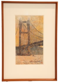 Yukio Katsuda (Born 1941) Japanese, Silkscreen Brooklyn Bridge Vertical Print