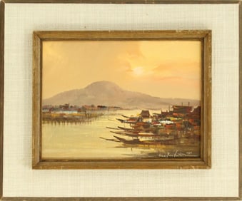 Thai/Vietnamese Signed Oil on Canvas Landscape