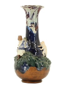 Japanese Sumida Gawa Uncontrolled Glaze Porcelain Vase