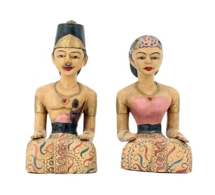 (2) Indonesian Loro Blonyo Style Carvings